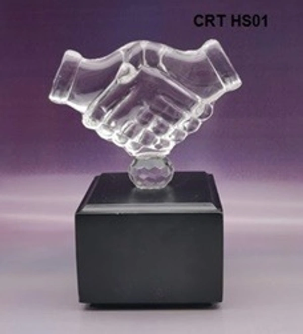 Handshake CRT HS01 Crystal Awards and Trophies  - 4.5 inches / 5 inches / 5.5 inches, Bangalore 24 hrs to 48 hours / Other Cities 4 to 7 days.